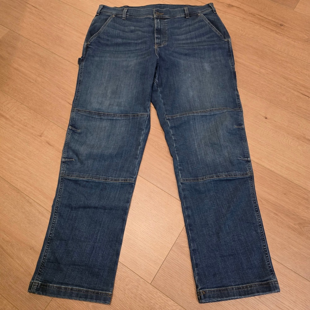 LL Bean Flex Classic Fit Utility Jeans 38x32 Blue Double Knee Workwear